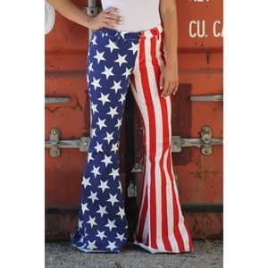 New Ranch Dress’n American Flag Superflare Super Flare Bell Bottoms Jeans 00